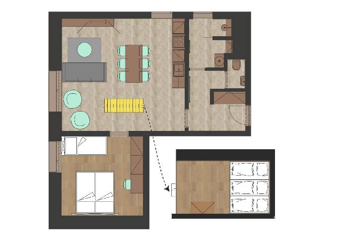 Apartmán se 2 ložnicemi Apartmán se 2 ložnicemi
