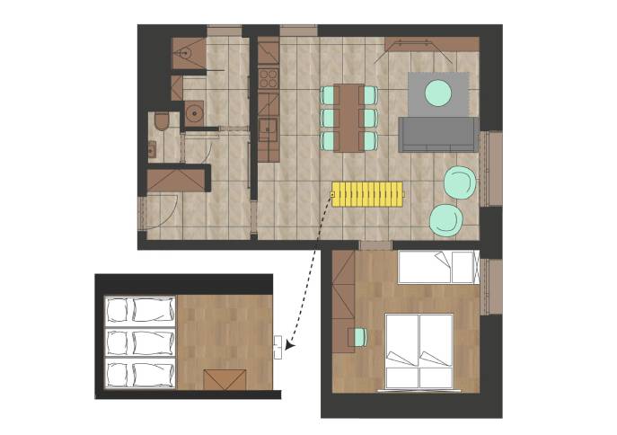 Apartmán se 2 ložnicemi Apartmán se 2 ložnicemi