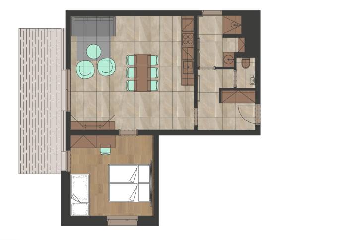 Rodinný apartmán s 1 ložnicí a terasou
